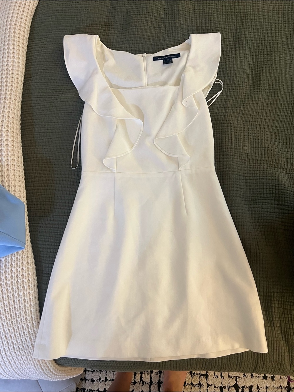 French Connection White Ruffle Mini Dress